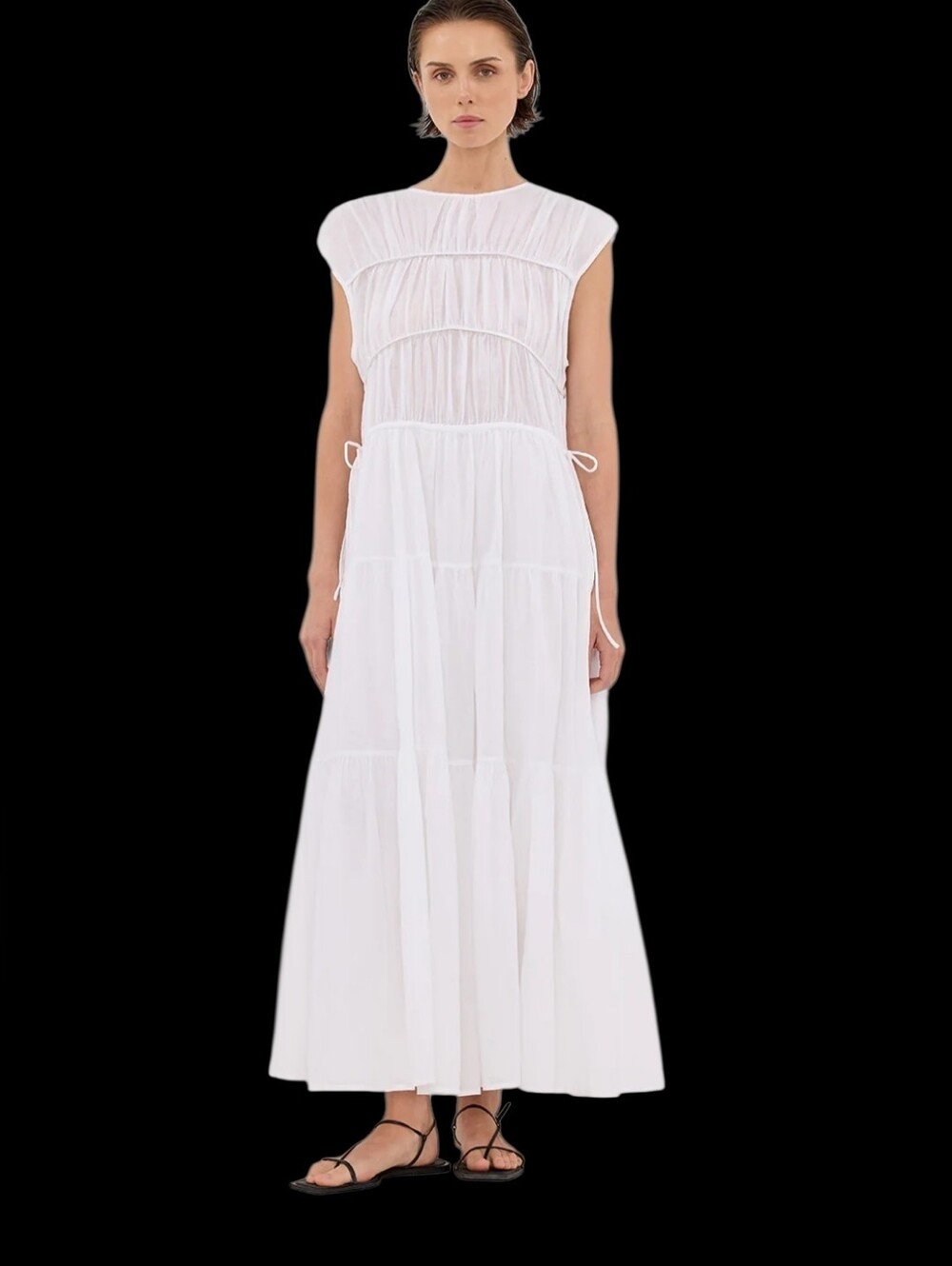 DISSH Flynn White Linen/Cotton Maxi Dress Sz 4 Vacation Costal Beach Cottagecore